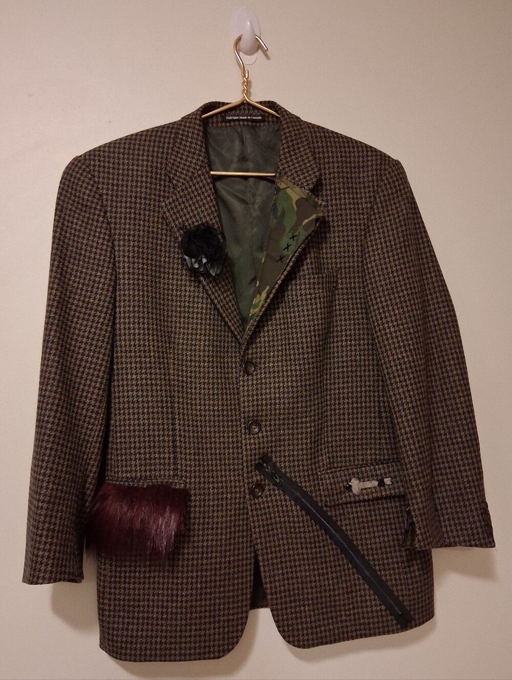 Custom Upcycled Mens Blazer DIY Punk Style Modifications Zipper Jacket